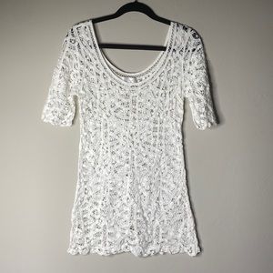 299-SOFT SURROUNDINGS White Crochet tunic or mini cover up